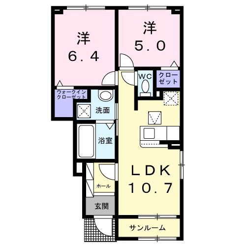 【壬生町大師町アパート（０２７９４９２０１）の間取り】