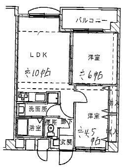 寝屋川市境橋町のマンションの間取り