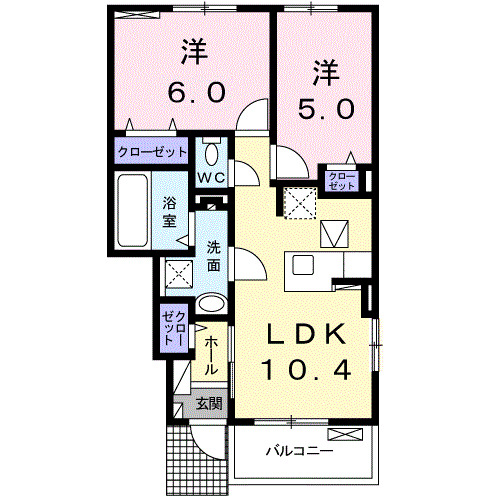 南足柄市壗下のアパートの間取り