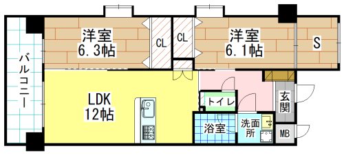 オーヴィジョンQULAS小倉金田の間取り