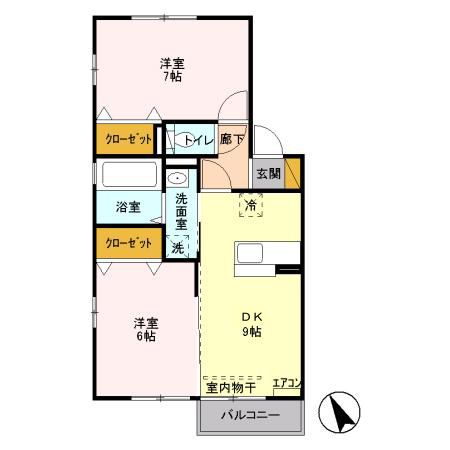 新潟市秋葉区善道町のアパートの間取り