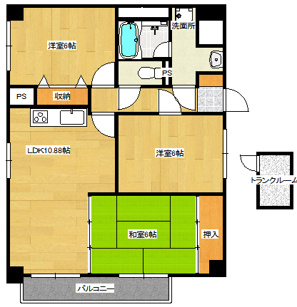 広島市西区草津梅が台のマンションの間取り