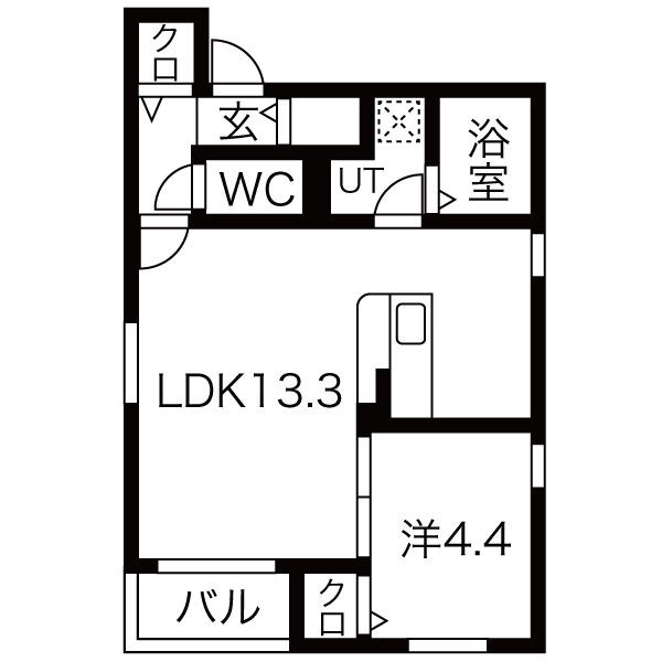 【名古屋市北区上飯田北町のアパートの間取り】