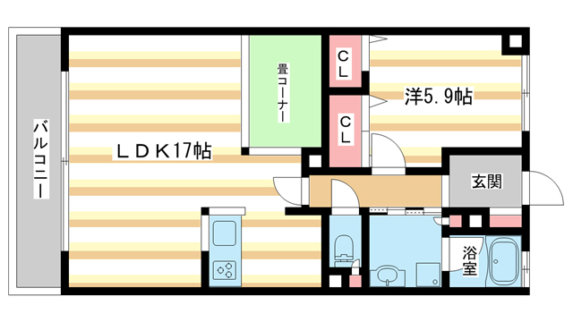 生駒市鹿畑町のマンションの間取り