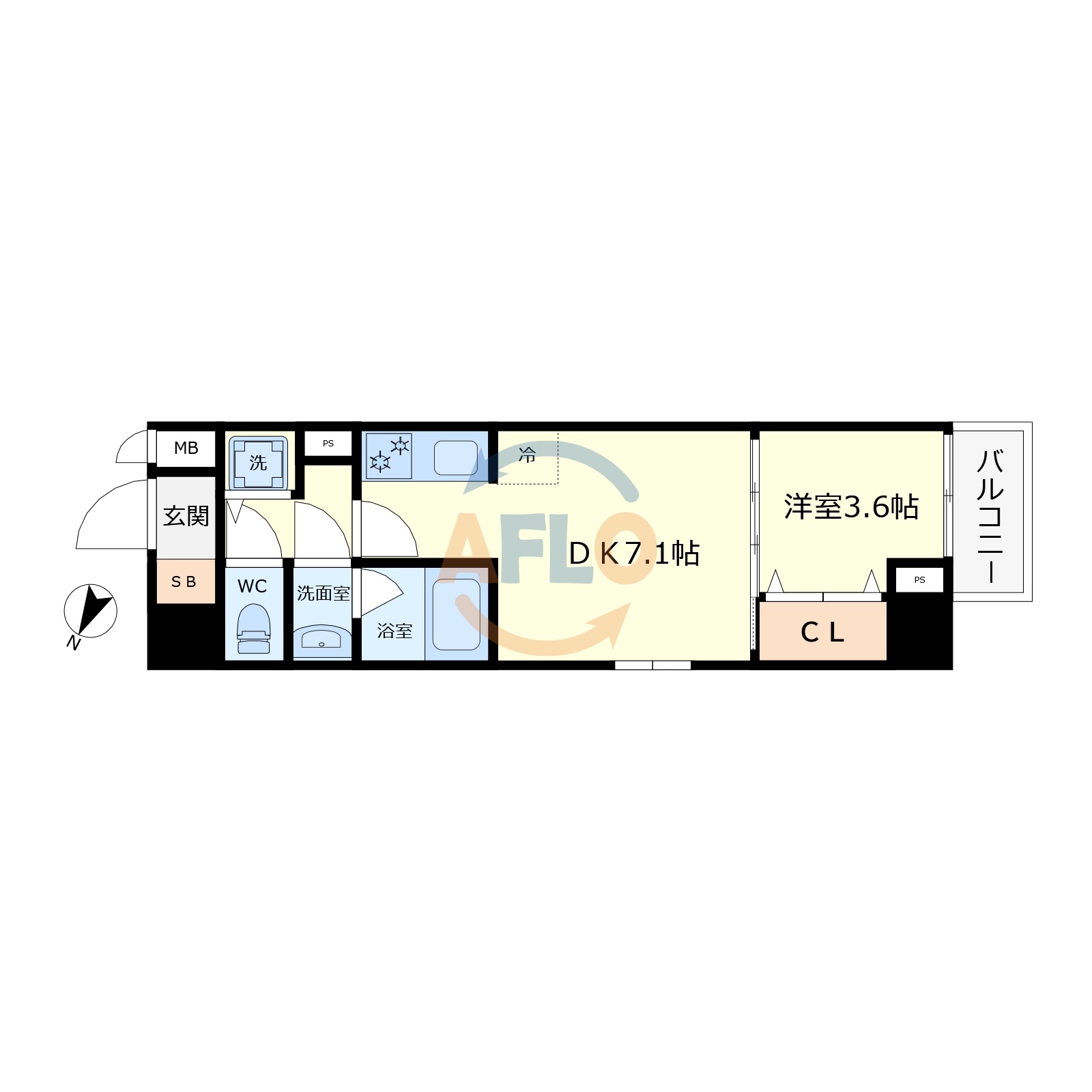 ライフフィールドなにわ本町RUELLEの間取り