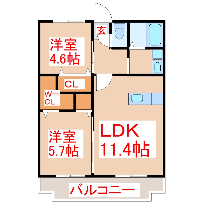 ヒルズ西伊敷Ａ棟の間取り