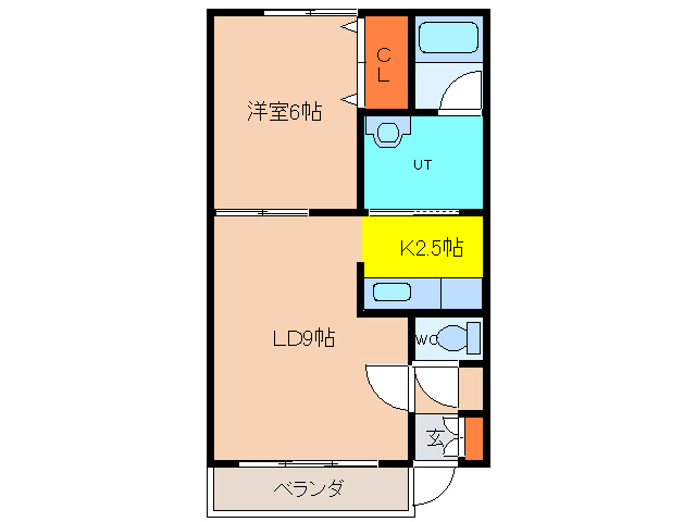 函館市富岡町のアパートの間取り