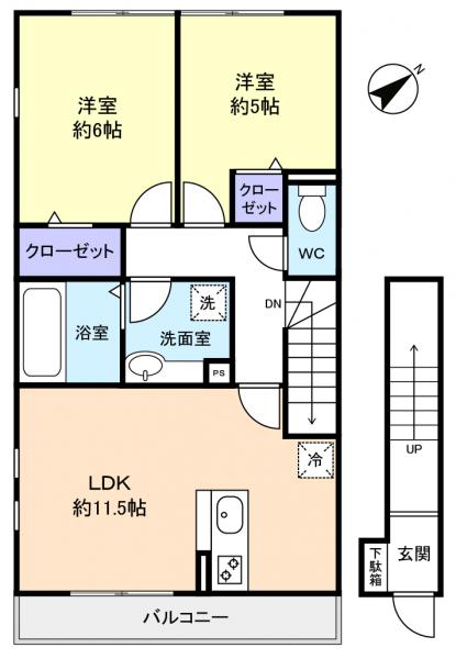 テラス丘の上Ｂの間取り