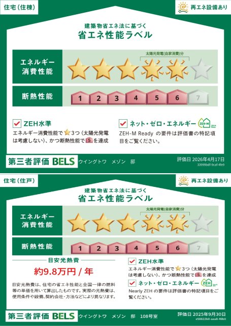 省エネ性能ラベル　ＢＥＬＳマーク　住棟・１０８
