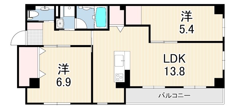 阪急甲陽線 苦楽園口駅 徒歩3分 4階建 築6年の間取り写真