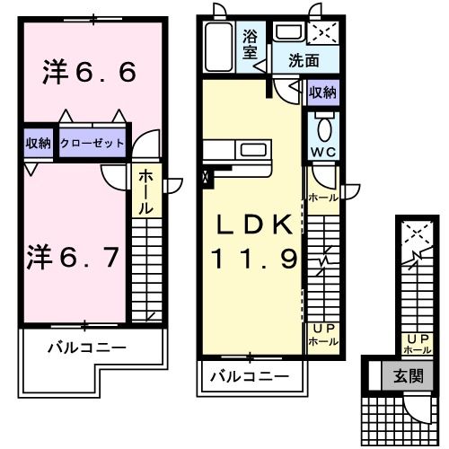 ＪＲ八高線 群馬藤岡駅 徒歩15分 3階建 築22年の間取り写真