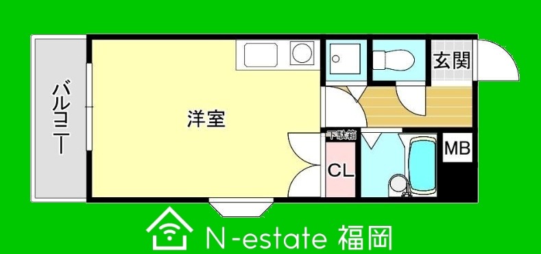 地下鉄空港線 藤崎駅 徒歩1分 9階建 築33年の間取り写真
