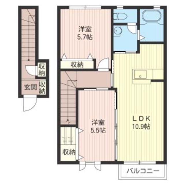 メビュースタウン５Ｂ棟の間取り