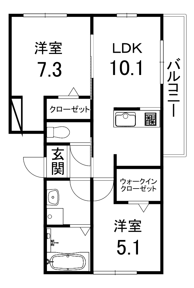 向日市寺戸町のアパートの間取り