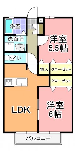 エコールハイツ　Ａ棟の間取り