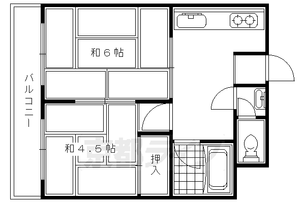 ＪＲ山陰本線 太秦駅 徒歩8分 4階建 築50年の間取り写真