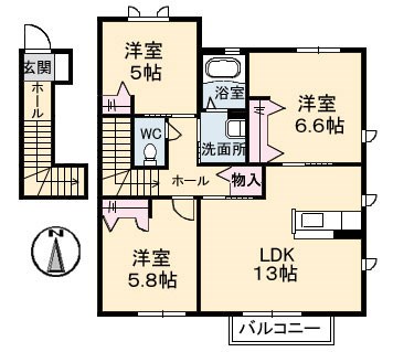 シャーメゾン　ダンディライオン　Ｅ棟の間取り