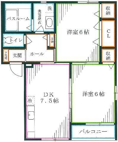 東京都中野区鷺宮５（アパート）の賃貸物件の間取り