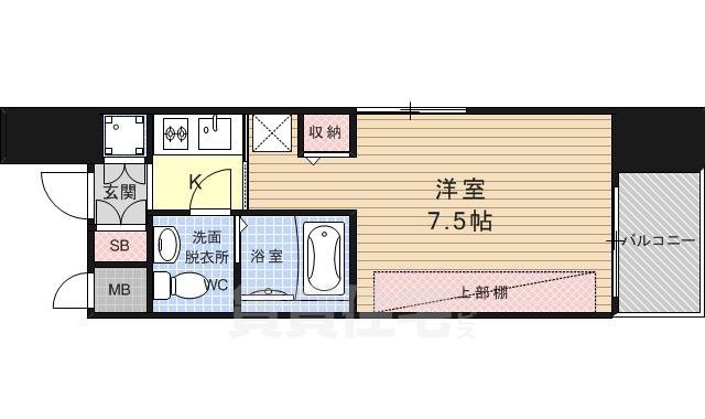 京都市下京区扇酒屋町のマンションの間取り