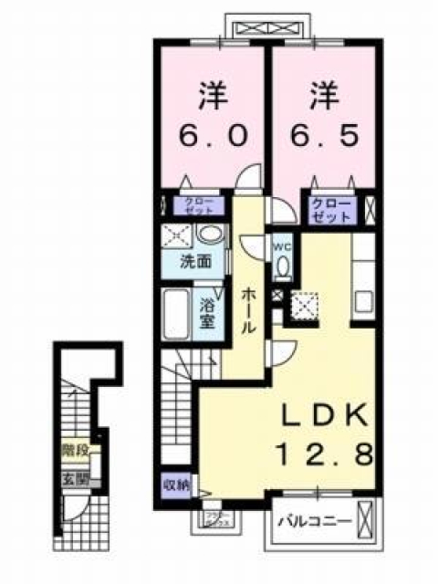 伊予市下吾川のアパートの間取り