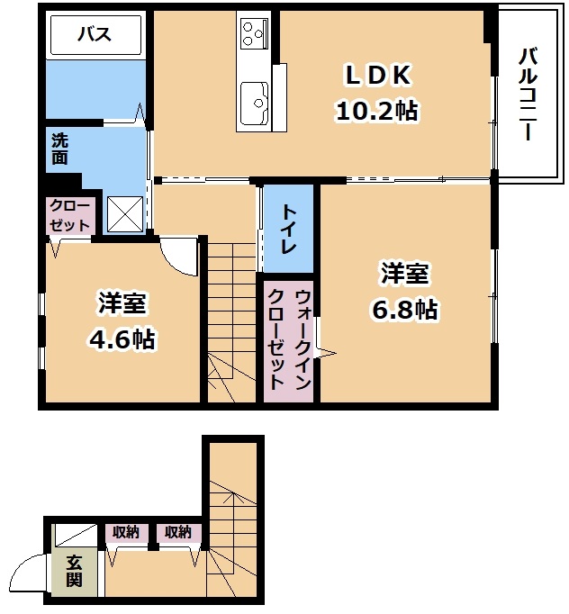 草津市追分南のアパートの間取り