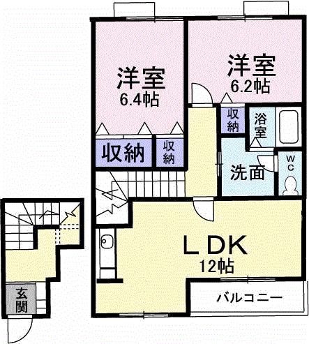 三豊市豊中町下高野のアパートの間取り