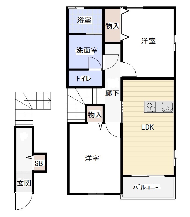 西尾市大和田町のアパートの間取り