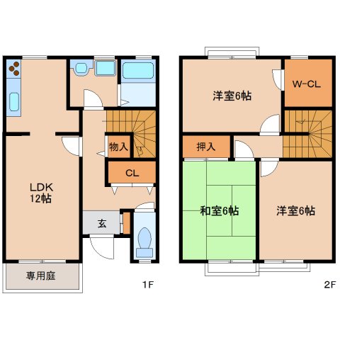 近鉄奈良線 生駒駅 バス乗車時間：7分 最寄りバス停で下車 徒歩5分 2階建 築32年の間取り写真