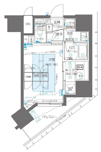 新宿区新宿のマンションの間取り