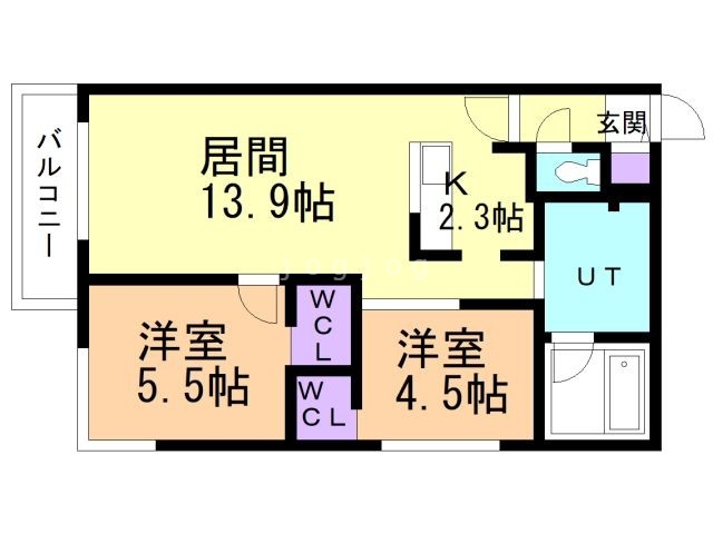 札幌市豊平区月寒西一条のマンションの間取り