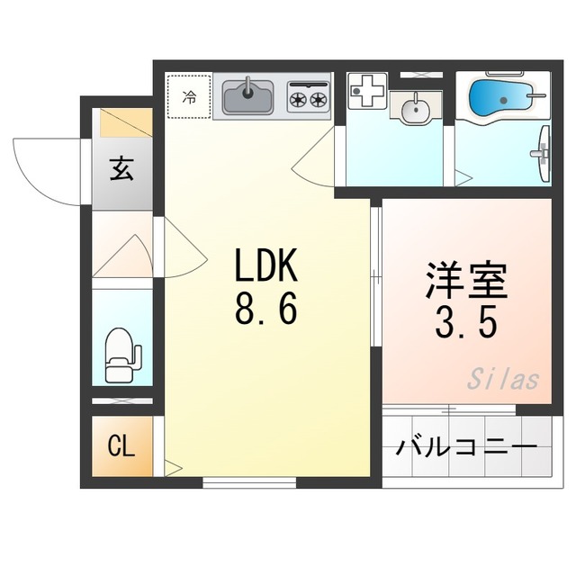 京都市山科区東野中井ノ上町のアパートの間取り