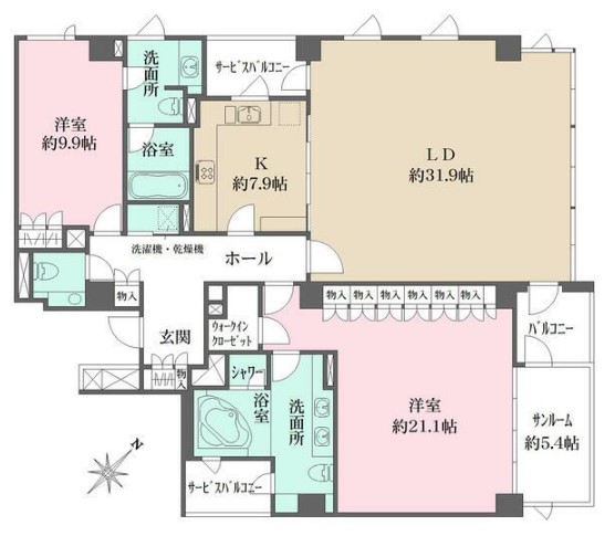 港区赤坂のマンションの間取り