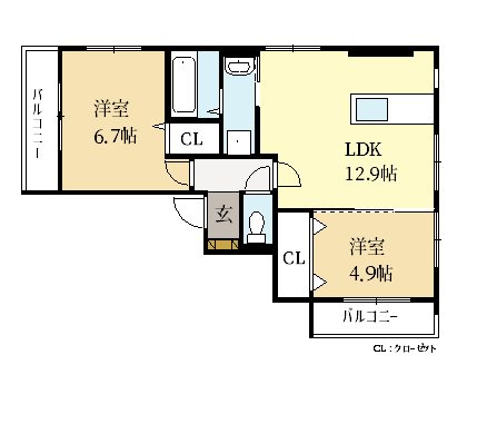 木津川市木津のアパートの間取り