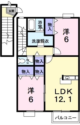 鈴鹿市弓削のアパートの間取り