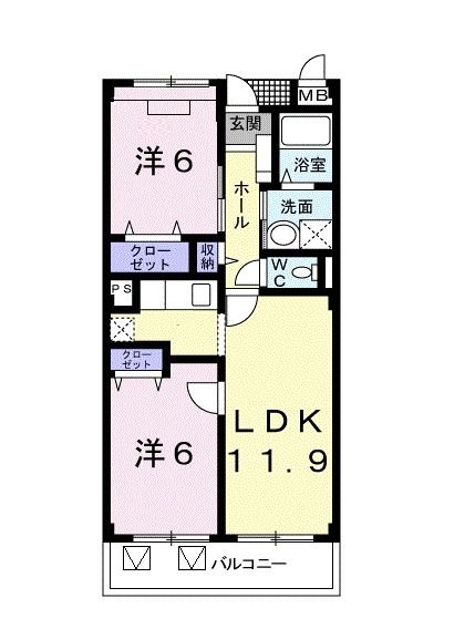 木津川市州見台のマンションの間取り