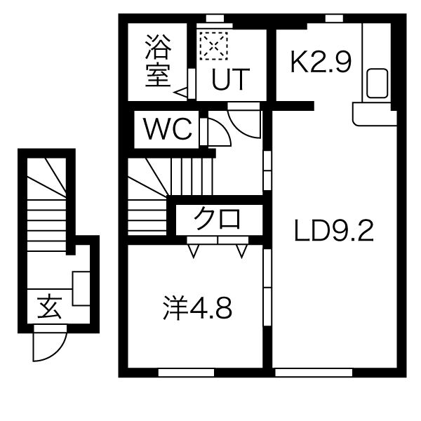 西村山郡河北町谷地荒町東のアパートの間取り