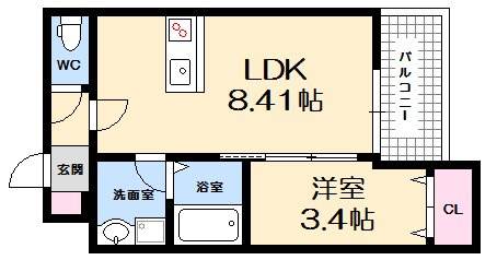 広島市西区己斐西町のアパートの間取り