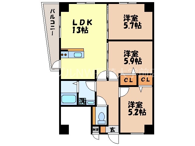 アールグレイ扇町の間取り