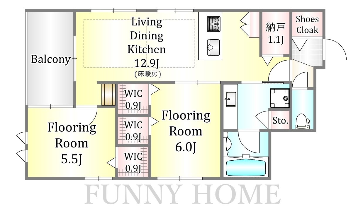 世田谷区桜新町のマンションの間取り