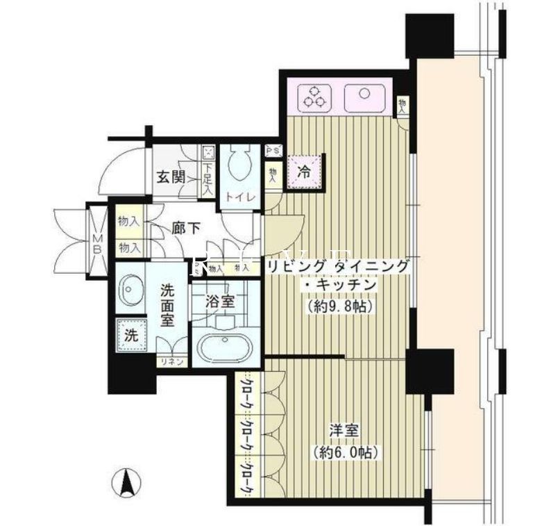 千代田区神田練塀町のマンションの間取り