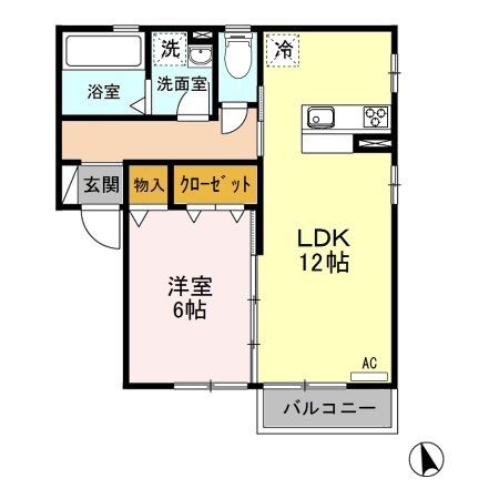 新潟市江南区元町のアパートの間取り