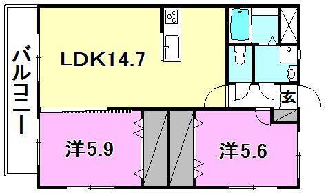 松山市北土居のマンションの間取り