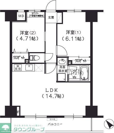 船橋市北本町のマンションの間取り