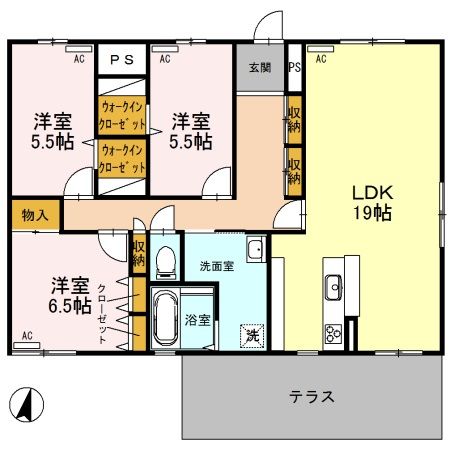 小千谷市平沢のマンションの間取り