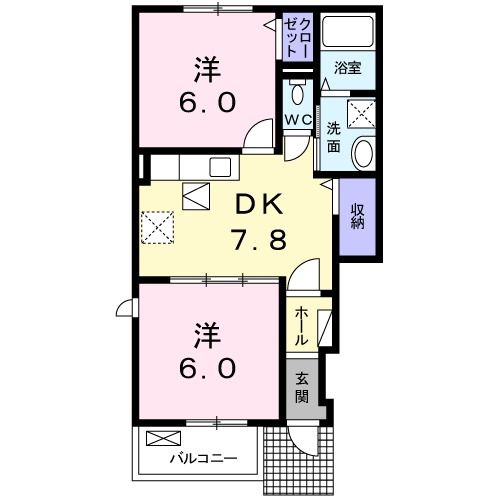 八代市西片町のアパートの間取り