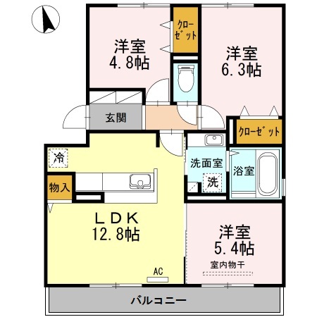 Ｄ－ｒｏｏｍ小田部の間取り