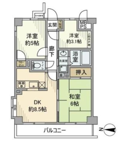 綾瀬市大上のマンションの間取り