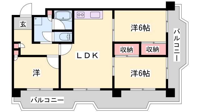 姫路市飾磨区恵美酒のマンションの間取り