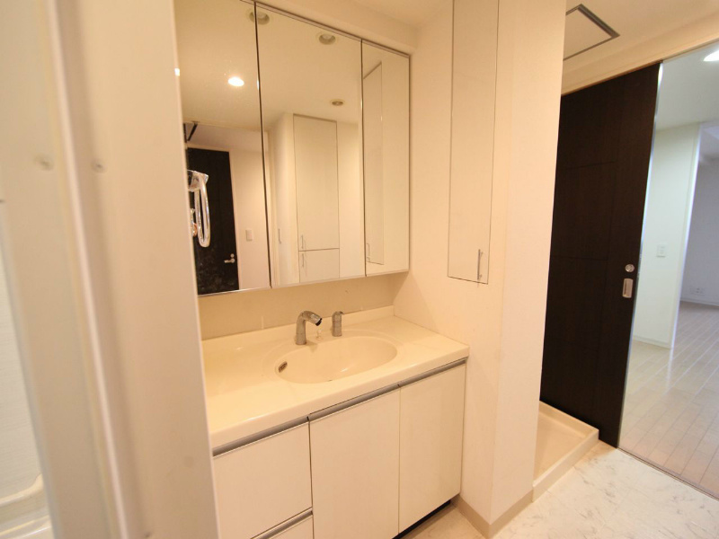 洗面設備　脱衣所　三面鏡付洗面化粧台（シャンプードレッサー）