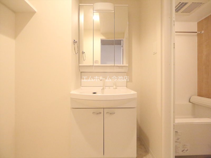 洗面設備　脱衣所　独立洗面台（シャンプードレッサー付）収納スペース